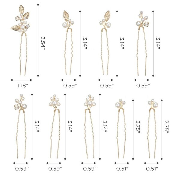 Wedding Hair Accessories Pearl Rhinestone Leaf Pins Set for Brides Bridesmaids main image 9